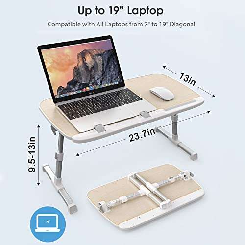 AboveTEK Laptop Desk for Bed, Portable Laptop Table Tray with Foldable Legs, Height Adjustable Foldable Laptop Desk for Eating Working, Computer Tray for Bed Couch, Gifts for Men Women Husband Birch 5