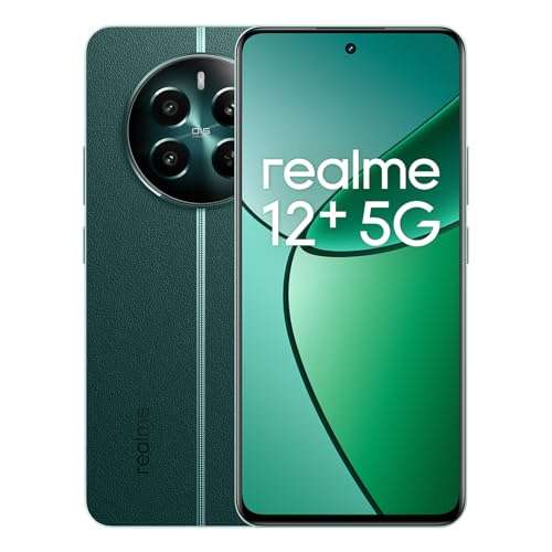 realme 12+ 5G Smartphone 8+256 GB Supports NFC, Dimensity 7050 5G Chipset, Sony LYT-600 OIS, 120 Hz AMOLED Display, Rain Resistant Smart Touch, Dual SIM Cards, Green (Without Adapter) 1