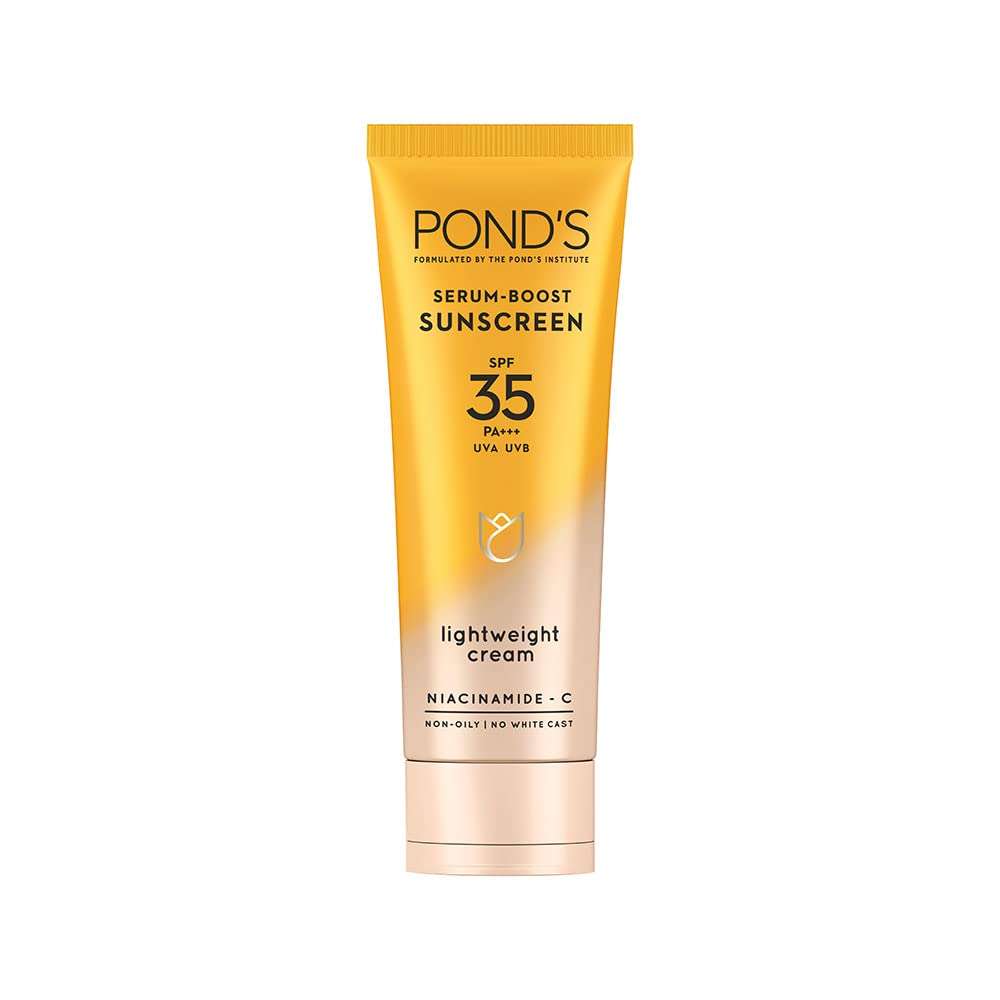 POND'S Serum boost sunscreen prevent and fade dark patches & Ponds Bright Beauty Spotless Glow Facewash with Vitamin B3 150g Combo 3