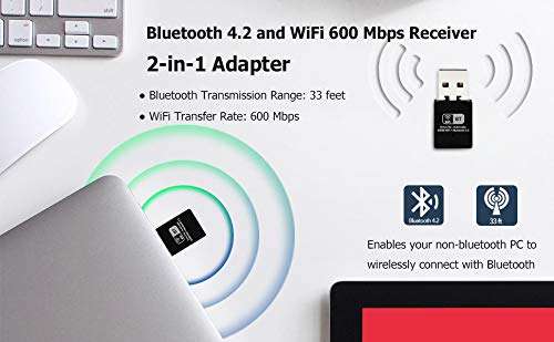 Manycast® 2-in-1 Wi-Fi & Bluetooth Dongle Compatible with Windows XP/ 7/8/10, Mac OS, Linux 3
