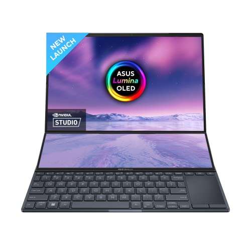 ASUS Zenbook Pro 14 Duo OLED 2023, Intel Core i9-13900H 13th Gen, Touch 14.5-inch 2.8K 120Hz, Dual Screen Laptop (32GB/1TB SSD/NVIDIA GeForce RTX 4050 /Win11/76WHr/Black/1.75 kg),UX8402VU-MZ961WS 1