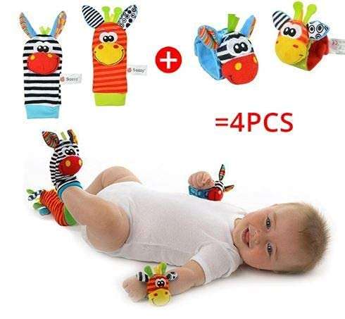 Urdhva Retail Rattles- Newborn Toys For Baby Boy Or Girl-Sensory And Brain Development Infant Cotton Toys-Hand & Foot Rattles Suitable For 0-3,3-6,6-12 Months Babies(Baby-Rattle-01),Multi Color 2