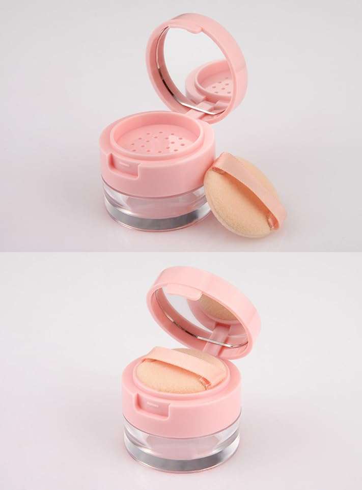 AKOAK Capacity 3g (0.1 oz) Leak-free Reusable Plastic Powder Box DIY Makeup Powder Box, Mini Portable Flip Lid Travel Powder Box with Mirror 6