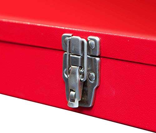 BIG RED TB101 Torin 19" Hip Roof Style Portable Steel Tool Box with Metal Latch Closure and Removable Storage Tray, Red, 19.1" x 6.1" x 6.5" 6