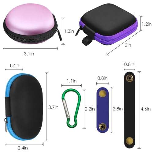 6 Pcs Portable Earbuds Case with Cable Clip & 2 Headphone Cable Clip, AIFUDA Mini Hard EVA Carrying Case Storage Bag for Earphone Earbuds Bluetooth Headset U Disk 3