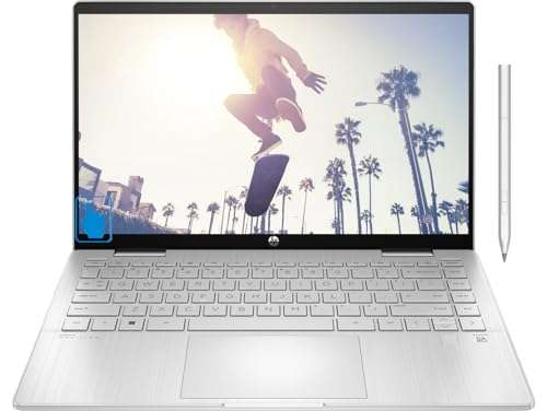 HP Pavilion x360 School & Business 2-in-1 Laptop (Intel i5-1335U 10-Core, 8GB RAM, 512GB PCIe SSD, Intel Iris Xe, 14.0" 60 Hz Touch Full HD (1920x1080), Active Pen, Win 11 Home) with USB-C Dock 2