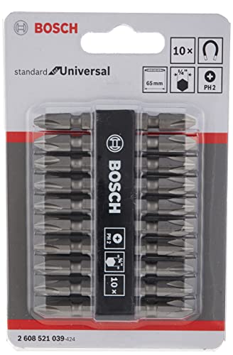 Bosch Professional Extra Hard, Double Ended Screwdriver Bits, Type Ph2-Ph2, Length 65mm, Grey, Pack Of 10 1