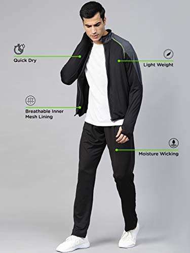 DIDA Black Polyester Athletic Gym Running Sports Tracksuit for Men, XL (TP5181) 4