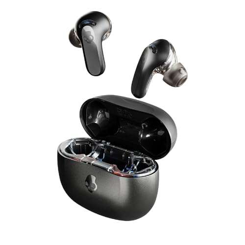 Skullcandy Rail ANC Wireless Earbuds, Bluetooth Headphones, Active Noise Cancelling, Up to 38 Hours Battery, Microphone for iPhone Android, Customizable via Skull-iQ App - True Black 1