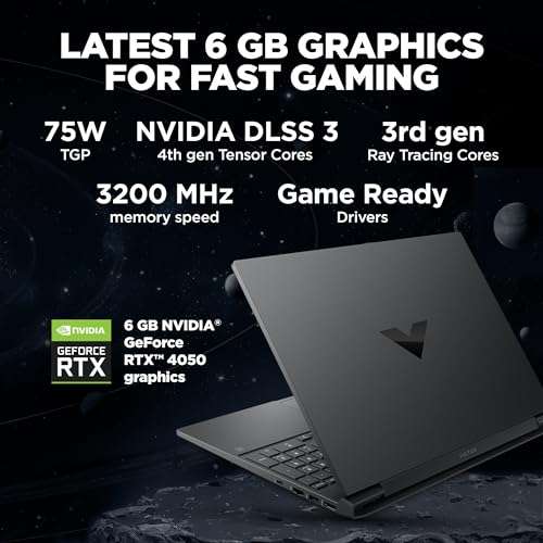 HP Victus Gaming Laptop, 12th Gen Intel Core i7-12650H, 6GB RTX 4050 GPU, 15.6-inch (39.6 cm), 75W TGP, FHD, IPS, 144Hz, 16GB DDR4, 512GB SSD, Backlit KB, B&O (MSO, Silver, 2.37 kg), fa1134TX 2