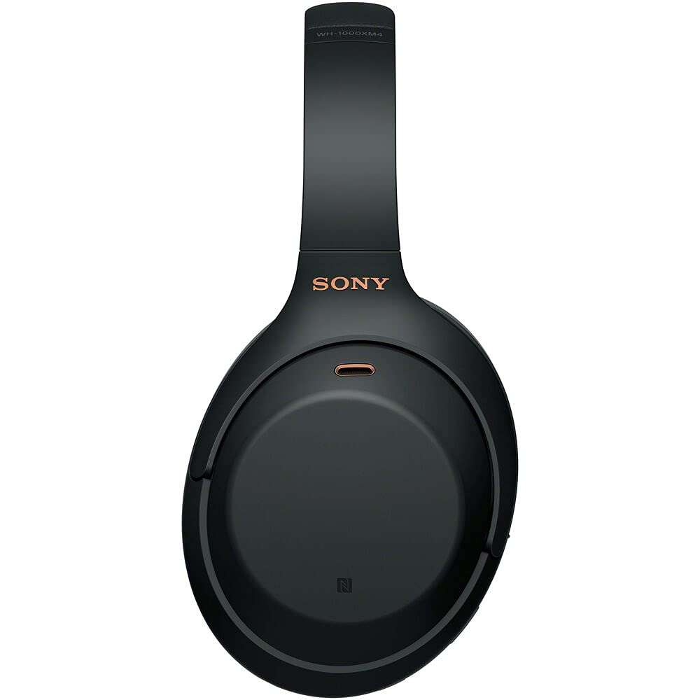 Sony WH-1000XM4 Wireless Noise-Canceling Over-Ear Headphones (Black) with Mic for Phone-Call and Voice Control (WH1000XM4/B) + Headphone Stand + USB Adapter 5