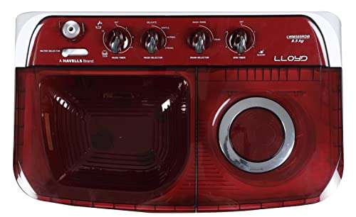 Havells-Lloyd 8.5 Kg 5 Star Semi-Automatic Top Load Washing Machine (LWMS85RDB Red, Active Soak) 5