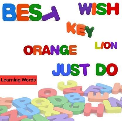 wishkey 3d wooden capital alphabet puzzles with pictures for children, montessori educational learning letters puzzle board toy- Multi color 6