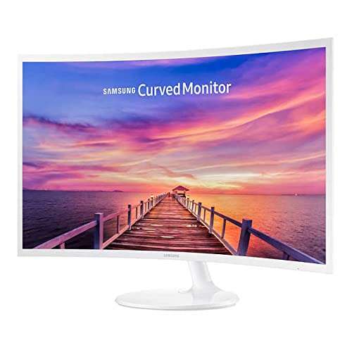 SAMSUNG Curved White Monitor for Business 27inch 1080p LED Widescreen AMD FreeSync 60Hz Refresh Rate 4ms 3000:1 Contrast Ratio Anti-Glare VGA D-Sub HDMI Cable 2