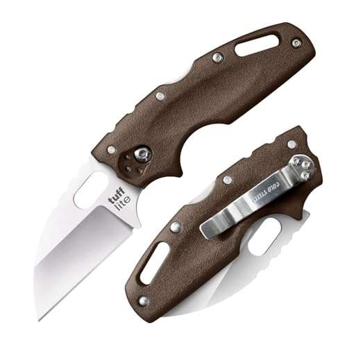 Cold Steel Tuff Lite 2.5" AUS8A Sheepsfoot Razor-Sharp Plain Blade 3.5" Griv-Ex FDE Handle Pocket Folding Knife, Boxed 1