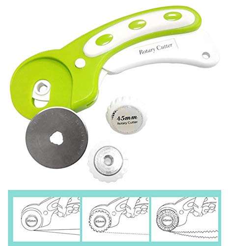 45mm Rotary Cutter with 1 Replacement Rotary Blades, Safety for Sewing Fabric Leather Quilting and More 4
