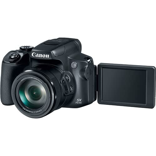 Canon PowerShot SX70 HS Digital Camera - 4K UHD Camera Bundle + 32gb Ultra Speed Memory + Photo/Video Editing Package & Black (Renewed) 4