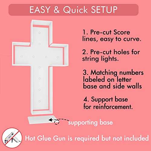 3FT Tall Marquee Light up Cross DIY Pre Cut Frame Baptism First Holy Communion Celebration Party Decorations… 3