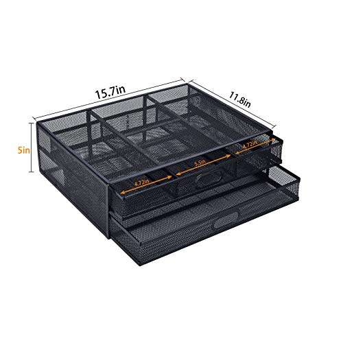 Monitor Stand Riser with Drawer - Metal Mesh Desk Organizer with Dual Pull Out Storage Drawer, Printer Holder with Pull Out Storage Drawe 6