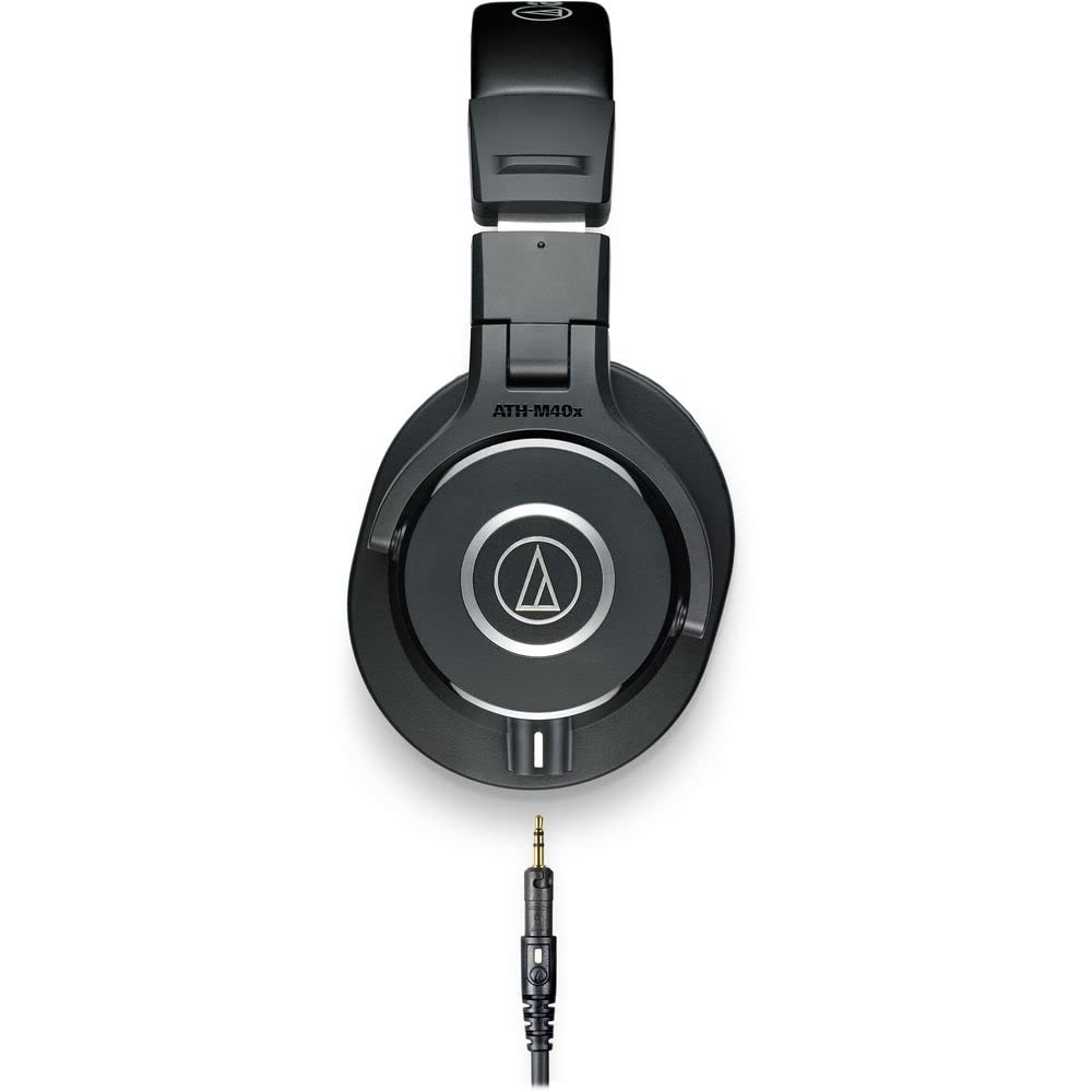 Audio-Technica ATH-M40x Closed-Back Monitor Headphones (Black) + Microfiber Cleaning Cloth + Headphone Stand + Headphone CASE + Goby Labs Headphone Cleaner 4 fl oz 5
