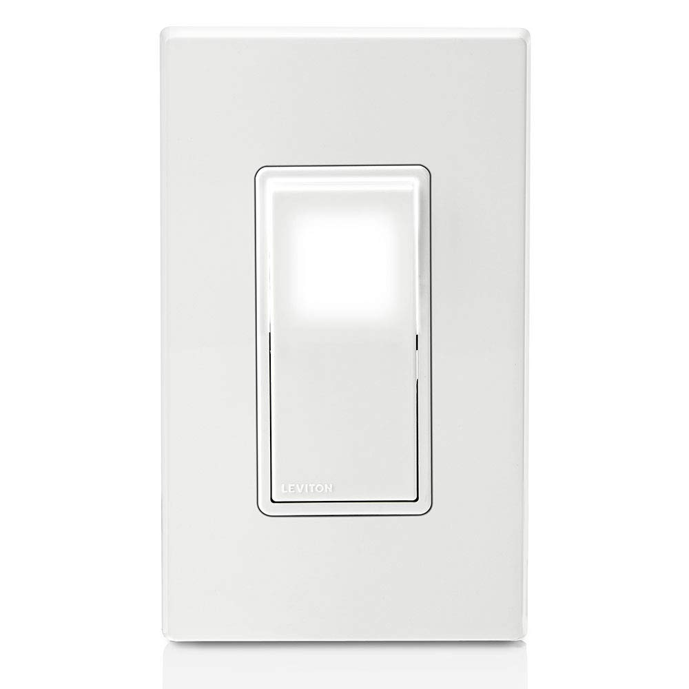 Leviton 15 Amp Decora LED Illuminated Light Wall Switch Single-Pole, White, L5611-2W 3