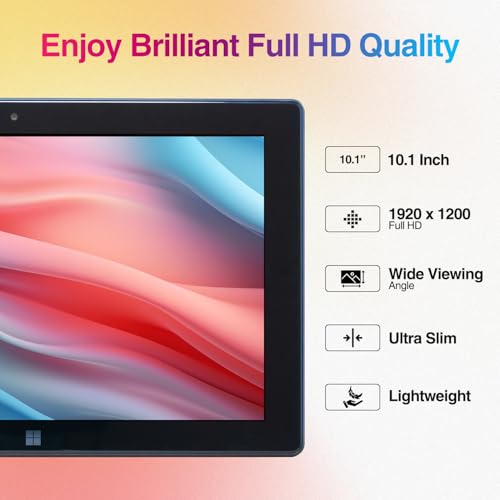 Fusion5 10.1" Windows 11 Tablet PC - FWIN232 Plus Ultra Slim Windows Tablet Computer - Intel 13th Gen, 8GB RAM, Full HD 10 Inch Display, 5G WiFi, USB 3.0, Micro HDMI, Dual Cameras, Bluetooth 3