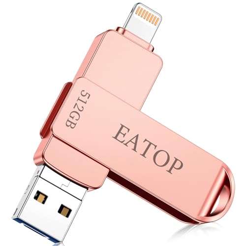 EATOP 512GB Photo Stick for iPhone Flash Drive, USB Memory Stick Thumb Drives High Speed USB Stick External Storage Compatible for iPhone iPad Android PC (Rose Gold) 1