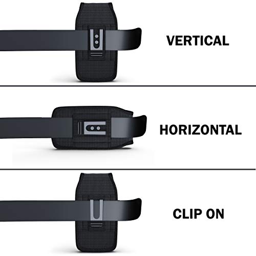 De-Bin Belt Holster Designed for Samsung Galaxy S8+ Plus/ S9+ Plus/ S10+ Plus Cell Phone Holster/Pouch/Belt Holster with Belt Clip, Zipper Storage and Pen Holder (Fits Phone with Other Case on) Black 5