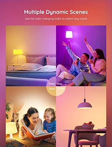 Govee Smart Light Bulbs, Color Changing Light Bulb, Work with Alexa and Google Assistant, 16 Million Colors RGBWW, WiFi & Bluetooth LED Light Bulbs, Music Sync, A19, 800 Lumens, 4 Pack 6