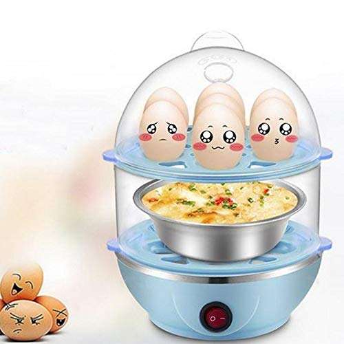 DIVESTS Multi Function Electric 2 Layer Egg Boiler Cooker and Steamer 14 Egg Cooker Double Layer Fast Boiling Poached Eggs Soft Hard Eggs Kitchen Appliance 3