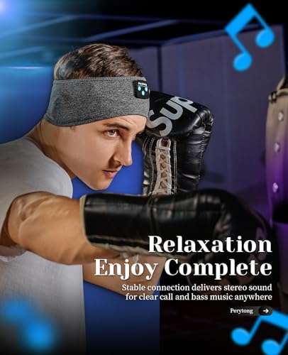 Perytong Sleeping Headphones Bluetooth Headband, Soft Long Time Play Sleeping Headsets with Built in Speakers Perfect for Workout,Running,Yoga,Travel, Darkgray 5
