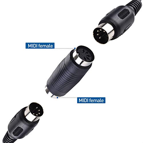 Cable Matters 2-Pack 5 Pin DIN MIDI Coupler Gender Changer (MIDI Extender Adapter)(Black) 5