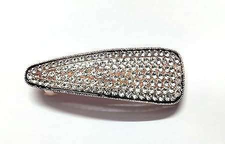 Trendsetter French Barrette Hair Clip/Back Pin, Decorative Rhinestone Wedding Hair Accessories for Women & Girls - Pack of 1 (Random Color) 5