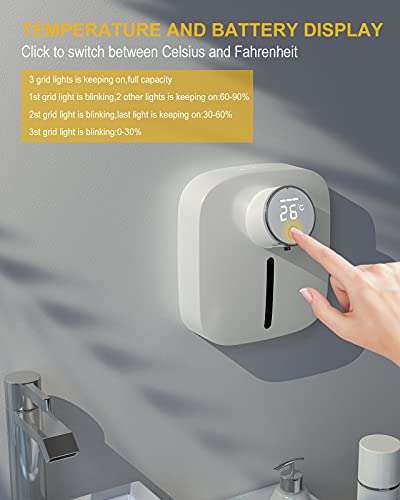 LAND CAST 10.82oz/320ml Automatic Touchless Foaming IPX4 Waterproof Liquid Soap Dispenser for Kitchen Sink Bathroom Hotel Restaurant (White) 4