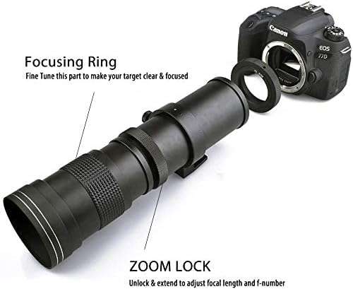420-1600mm f/8.3 Manual Telephoto Zoom Lens for Canon Digital EOS Rebel EOS-M, EOS M2, EOS M5, EOS M6, EOS M6 Mark II, EOS M10, EOS M50, EOS M50 II, EOS M100, EOS M200 Cameras 3