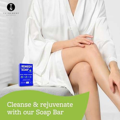 Truremedy Naturals Remedy Soap for Men, Women - Tea Tree Oil Bar includes Peppermint, Eucalyptus - for Foot, Body, All Skin Types - Pack of 5 6