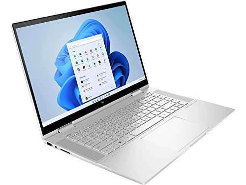 HP Envy X360 2-in-1 15.6" FHD Touchscreen Laptop, Intel Evo Platform Core i5 1135G7, 16GB RAM, 512GB PCIe SSD, Backlit Keyboard, Intel Iris Xe Graphics, Windows 11, Silver, 32GB USB Card 2