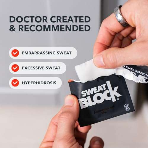 SweatBlock Max Clinical Antiperspirant for Men & Women | Armpit Anti Sweat Wipes for Excessive Sweating | Block Sweat for up to 7 days | 10 Wipes 3