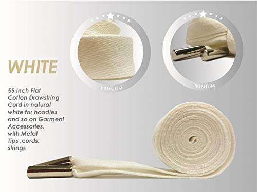 Beyond Trim Drawstring Cord Rope - Flat Cotton with Metal Tips 55 Inch Replacement Piping Drawcord String Clothing Hoodie Sewing DIY Crafts BR1115-B 4