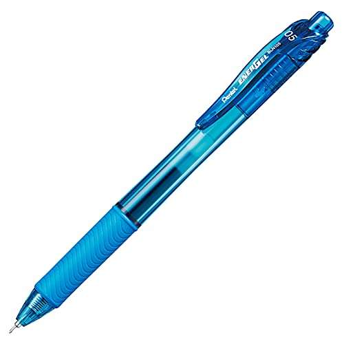 Pentel EnerGel-X Retractable Liquid Gel Pen (0.5mm) Needle Tip, Fine Line, Sky Blue Ink, Box of 12 (BLN105-S) 4