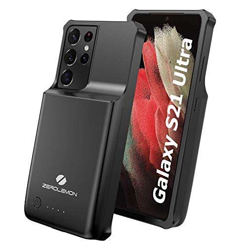 ZEROLEMON Battery Case for Galaxy S21 Ultra, 8000mAh Fast Charging & Wireless Charging Supported, Ultra Power Extended Battery Charger Protective Case for Galaxy S21 Ultra 5G - Black 1