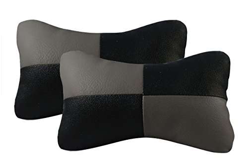 Speedwav 20454 Designer Seat Neck Cushion Pillow for Car (Black and Grey, Set of 2) 2