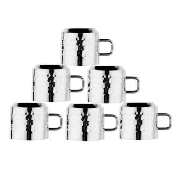 Stainless Steel Double Wall Hammered Tea Cup Set, Set of 6, Box Packing. 4