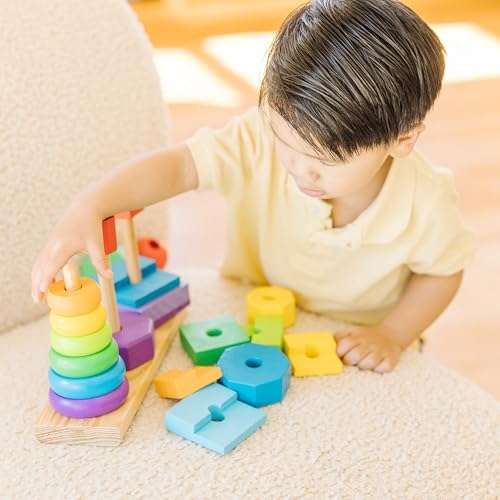 Melissa & Doug Geometric Stacker - Wooden Educational Toy,25 count(pack of 1) 6