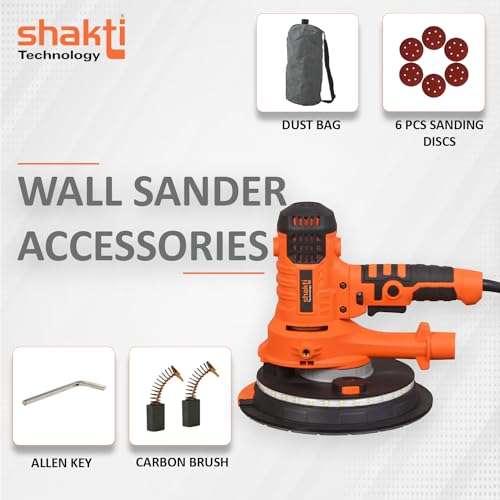 Shakti Technology DS-11 Dry Wall Sander with Vacuum and LED with Side Handle and Dust Collecting Bag, 800W, 2300RPM,180MM - 6 Months Warranty 3
