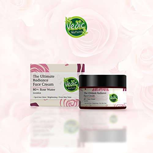 Vedic Nature | Floral & Fruit Water Based Beauty I Ultimate Radiance Face Cream | 80% Rose Petal Extract | Licorice for Spotless Glowing Skin | Anti-wrinkle | Depigmentation | 50 ml 4