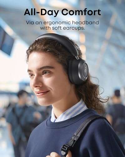 Soundcore Space One Pro, FlexiCurve Over-Ear Headphone, Adaptive Active Noise Cancelling Headphones Driven by 6 Mics, 60H Lossless Audio, Ultra-Fast Charging, Hi-Res Wireless, Comfortable Fit 6
