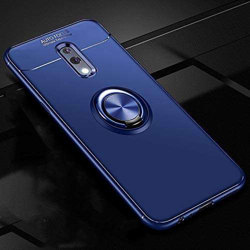 Designerz hub® Sleek Rubberized Case with Chrome Plating Ring Stand Back Cover Case Designed for Realme X/Oppo K3 - (Blue) 2