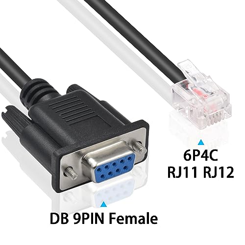 Poyiccot DB9 to RJ11 Adapter Cable 6Feet, DB9 RS232 to RJ11 6P4C Serial Console Cable, DB9 Female to RJ11 Serial Adapter for APC AP7800 AP7900 RS232 2