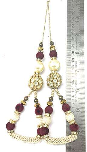 Inhika Set of 2 Latkan Hanging for Blouse, Maroon, 18cm Long 2